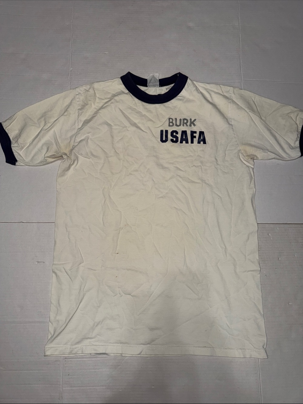 Vintage US Air Force (USAFA) Ringer Tee in Cream with Navy Trim